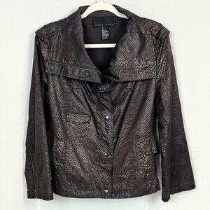 Yansi Fugel Lacquered Python Biker Jacket Brown L